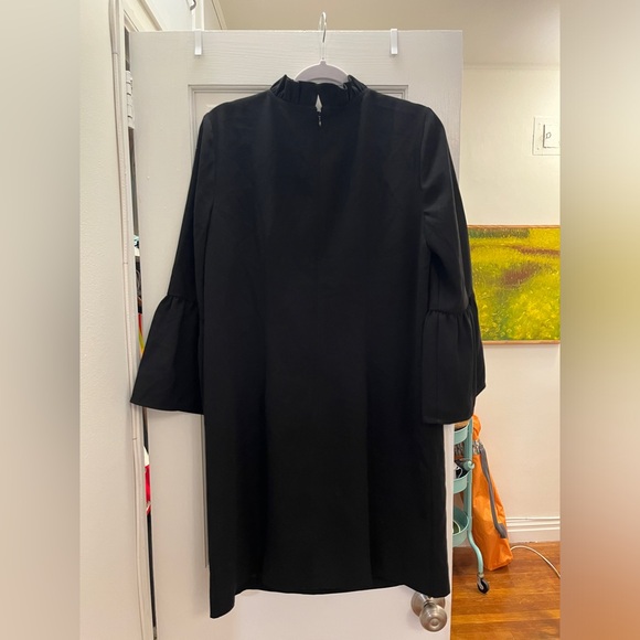 J. Crew Ruffle-neck shift dress in 365 crepe in Black Size 12 AK212 - Picture 4 of 10